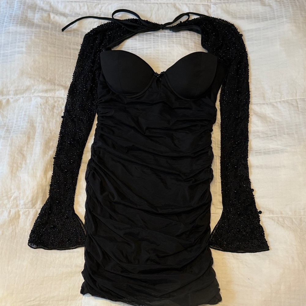 Oh Polly St Germain Embellished Long Sleeves In Black - Size UK 10 US6